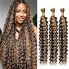 Weeybay Capelli Veri Tessitura Deep Wave Human Braiding Hair for Boho Braids P427 Highlight Blond Color Capelli Naturali Umani Donna Human Hair Extensions No Weft Weave 50g/Piece 24 24 24 Pollici