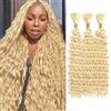 Weeybay Capelli Veri Tessitura Deep Wave Human Braiding Hair for Boho Braids #613 Blonde Color Capelli Naturali Umani Donna Human Hair Extensions No Weft Weave 50g/Piece 12 12 12 Pollici