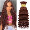 Weeybay Capelli Veri Tessitura Deep Wave Human Braiding Hair for Boho Braids #33 Reddish Brown Color Capelli Naturali Umani Donna Human Hair Extensions No Weft Weave 50g/Piece 30 30 30 Pollici