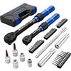 ALAIAL Chiave Dinamometrica 1/4 & 3/8, 3-25Nm, 5-60Nm, 50 Pezzi Chiave Dinamometrica Set con 250mm Barra di Prolunga, Presa Magnetica per Candele, Torx e Presa per Bici, Auto, Moto