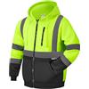 HYCOPROT Felpa ad Alta visibilità per Uomo Hi Vis Viz Felpa con Cappuccio di Sicurezza Felpa Leggera Giacca da Lavoro Riflettente Tasche Cappotto di Sicurezza con Cerniera e Coulisse EN ISO 20471