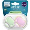 Philips Avent Succhietti Ultra Air 6-18m Verde e Rosa, a base vegetale - Set da 2 ciucci - Philips Avent