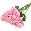 Nubry Artificial Silk Rose Fiore Fiore di seta artificiale Singolo stelo Rose Finta Lifelike per matrimonio Bouquet floreale Organizzazioni floreali Home Party Decorazione centrotavola, 10pcs (Rosa)