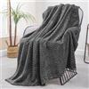 Exclusivo Mezcla Coperta in Pile, Leggero, Reversibile, Morbido, 130x170 cm | per Divano, Letto e l'Aperto, Copriletto Multi-Uso, Jacquard a Chevron, Tutte le Stagioni, Grigio Scuro