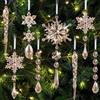 Kiiwah 16 Pezzi Decorazioni per Albero di Natale, Acrilico Cristallo Fiocco di Neve Ghiaccioli Da Appendere, Fiocco di Neve Ghiaccioli per Decorazioni Natale Nozze Feste Invernali