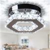 Cainjiazh Mini Lampadario Cristallo LED Plafoniera Lampada a sospensione moderna Flush Mount Illuminazione per Corridoio Cucina Camera da letto Sala da pranzo (bianco freddo)