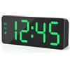 KWANWA Sveglia digitale con grande display a LED, luminosità regolabile, formato 12/24h, facile da usare, funzionamento a rete con adattatore, perfetto orologio da comodino per casa, ufficio, viaggi