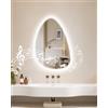 Habison Specchio da bagno a LED con luci, 550 x 800 mm, luce asimmetrica, Bluetooth, anti-appannamento, impermeabile IP44, dimmerabile in 3 colori, specchio a LED con funzione di memoria, specchi