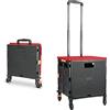 CROSS ZEBRA Carrello Spesa Pieghevole 4 Ruote, 1.93Cu ft/100Lbs Alta Capacità Tirante Retrattile in Acciaio Inossidabile Ruote Girevoli a 360° Rimovibili per Picnic Viaggiare Conservazione, Rosso