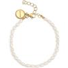 SINGULARU - Bracciale Pompeya. Acciaio con Finitura Placcata Oro 18Kt. Motivo Perle Coltivate di Acqua Dolce. Lunghezza 21 cm. Gioielli da Donna