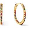 SINGULARU - Orecchini Gleam Colors. Argento Sterling con Placcatura Oro 18Kt e Zirconi Multicolori. Chiusura Congo. Gioielli da Donna