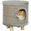 Pawhut Cat House 3 in 1 Poggiapiedi Sgabello Letto per gatti con tiragraffi Gambe in legno Piuma 36X36X38 cm Grigio - Grigio
