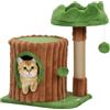 Pawhut Tiragraffi per gatti, albero per gatti 53 cm, design a baule, torre da arrampicata con casa, letto, palo di iuta, palline sospese, marrone e verde - Brown and Green