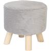 Relaxdays Sgabello Relaxdays in Corda, Gambe in Legno, H x D: 30 x 30 cm, Rotondo, poggiapiedi, Soggiorno, Grigio Chiaro/Naturale