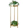 Fashionoda Supporto per piante a 2 ripiani, in metallo, pieghevole, robusto, per interni ed esterni, decorazione per la casa (76 x 25,4 cm, oro)