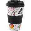 IDRINK®- Tazza in RPET per Caffé con Tappo in Silicone Apribile, Facile da Portare 435 ml, Mug Takeaway Plastica Riciclata 8.7 x 8.7 x 15 cm Ergonomica 435 ml (UNICORN)