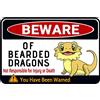 Bestylez Cartello con scritta in lingua inglese Beware of Bearded Dragons, decorazione per gabbia del carro armato del drago - Regalo per gli amanti dei draghi 30,5 x 20,3 cm (036)