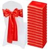 VEVOR Fasce per Sedie in Raso con Fiocchi, Fasce per Sedie per Legare, Nastri per Sedia Fiocchi di Nozze per Matrimoni, Feste, Banchetti, Coprisedie per Banchetti, 275x17 cm, 50 Pezzi Rosso