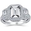 Bling Jewelry Anello di fidanzamento in stile Art Deco da sposa con grande solitario da 10 carati AAA CZ taglio smeraldo per donne in argento sterling .925 con zirconi cubici e pietre laterali a baguette.