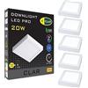 CLAR - LED Plafoniera Quadrata Soffitto, Lampada Bagno e Cucina, Per Esterno, 20W 4000ºK - Garanzia 3 anni (Pack 5)
