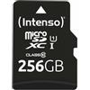 Intenso Premium Scheda di Memoria microSDXC da 256 GB Class 10 UHS-I (con Adattatore SD), Nero (3423492)