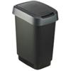 ROTHO Pattumiera con coperchio basculante - 25 L - 33,3 x 25,2 x 47,6 cm - PPL - nero-grigio - Rotho (unità vendita 1 pz.)