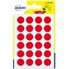 AVERY Etichette adesive tonde PSA - in carta - permanenti - diametro 15 mm - 24 et-fg - 7 fogli - rosso - Avery (unità vendita 1 pz.)