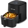 Comfy Nest, Friggitrice ad aria calda 5L con display digitale 1400W, tecnologia ad aria rapida, 10 programmi preimpostati, controllo della temperatura 80-200°C, nero, friggitrice ad aria