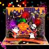 GREETING ART Biglietto pop-up di Halloween con zucca fantasma 3D, illuminazione a LED e musica, biglietto di auguri speciale per bambini e amici