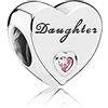 FGT, charm a forma di cuore, ispirato alla famiglia, per mamma, papà, figlia, nipote, sorella, migliore amica, compatibile con braccialetti Pandora e base metal, cod. FGT_UK_PCSS_A08_Daughter