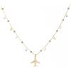 WearTravelers Collana con pendente Aereo e piccole Pietre Colorate in Argento 925 - Prodotto Made in Italy - Collana semplice e delicato per chi ama viaggiare - Modello Caracas (Oro)