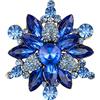 Clearine Spilla da Donna Art Deco Marquise Rhiestone Fiore per Festa Prom Blu Antique-Oro-Fondo
