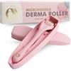 Elliya Dermaroller Viso Rosa 0,25mm con Aghi in Titanio - Derma Roller Microneedling per Viso con Custodia - Rullo Microaghi per Trattamento Pelle Liscia a Casa