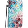 BLOTECH Cover per ZTE BLADE A53 Pro Custodie Cover PU Pelle Slot Case per Portafoglio Fessura Colorati Cover Flip Caso Phone Custodie in Con Slot per Schede Magnetica Caso - Quadrati colorati