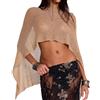 XFSRG Poncho Donna Multifunzionale Asimmetrico Coprispalle Elegante Mantella Leggera Scialle Maglia Traforata Versatile Accessorio Moda Copricostume Mare Stola(Marrone)