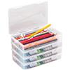 MHwan Scatola Portapenne, 4 pezzi Scatola portaoggetti impilabile pacchi, Scatola portaoggetti con clip robusta e durevole senza BPA per forniture per ufficio, artigianato, scuola, famiglia