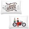 EASY HOME Coppia di Federe Natalizie, Coppia di Federe con Disegni Natalizi, 2 Federe 50x80 cm, 100% Cotone, Ideali per Decorare la Tua Casa o Come Idea Regalo Di Natale (Santa Bikers)