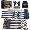 maXpeedingrods 4x 4,5 m Cinghie di Fissaggio a Cricchetto 997 kg Nero | con Ganci di Sicurezza a S, EN 12195-2