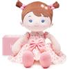 LeyaDoll Bambola morbida (16''),bambola per bambina,regalo di compleanno per una bambina di 1 anno,regalo di peluche per neonati e bambini,giocattolo lavabile in peluche per neonati-Cherry Girl-Light