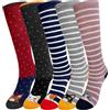 ZFSOCK Calzini Ginocchio Bambina Ragazze: Calze Lunghi Senza Cuciture in Cotone per Bimba - Calzettoni Gambaletto Invernali Righe Colorati Animali Cartoon Compleanno Regalo Natale Taglia 27-30 Gatto