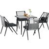 Outsunny Salotto da Giardino 5 Pezzi, Set Tavolo e Sedie da Giardino con 4 Sedie con Cuscini Lavabili e Tavolo da Pranzo Quadrato in Vetro con Foro per Ombrellone, in Alluminio, Grigio Scuro