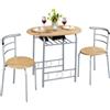 Soberine Set Tavolo Moderno con 2 Sedie per Sala da Pranzo, Set 3 Pezzi Mobili Salvaspazio da Cucina Balcone Ristorante Bar per 2 Persone in Legno e Metallo Sedia Portata Beige 80 x 53 x 75,5 cm