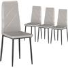 HOMCOM Set di 4 Sedie Sala da Pranzo in Finta Pelle, Sedie Cucina con Schienale Alto con Cuciture a Diamante e Gambe in Acciaio, Sedia Moderne per Cucina, Camera da Letto, Ufficio e Soggiorno, Grigio