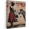 MuchoWow© Quadri su Tela 50x70 cm Foto Quadro Moderno Soggiorno Canvas Decorazioni Camera da Letto Street art - Zebra - Donna - Animali - Graffiti - Banksy