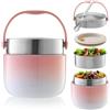 BUCOMTU Thermos per Alimenti 1200 ml Contenitore Termico per Alimenti con Cucchiaio Pieghevole Porta Pappa Termico per conservare zuppe, porridge,Riso (Rosa)