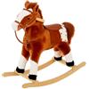 HOMCOM Cavallo a Dondolo in Legno con Suono Animale Regalo Giocattolo per i Bambini, 74 x 28 x 65 cm, Marrone
