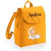 Caribu design Zainetto Bambino Bambina 100% Cotone Organico Personalizzato con Nome - Zaino Piccolo da Bimbo - Cartella Personalizzabile per Scuola Asilo Materna Sport Gite Viaggi 22x30x12 cm (Giallo)