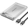 deleyCON Case per SSD USB C (5Gbps USB 3.1) per Dischi SATA 3 da 2,5 SSD / HDD / 7 mm fino a 9,5 mm SATA III - Case Esterno UASP [Trasparente]