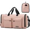 Outplea Borsa sportiva pieghevole da 30 l con scomparto per scarpe da donna, piccola borsa pieghevole per week-end, viaggi, borsone con borsa bagnata, Rosa, 30l, Borse a sacco