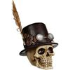 Puckator Teschio Decorativo Steam Punk con Cappello e Piuma